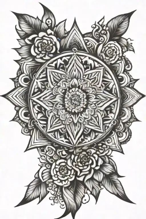 Spiritual tattoo for women - mandala - spiritual awakening - powerful sun - positive energy - some tribal trait di tattoo design idea