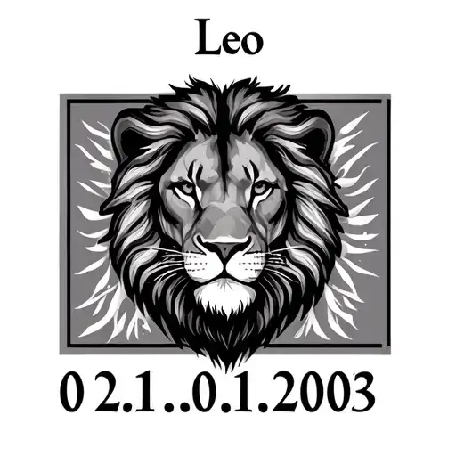 A name Leo with roman numerals saying 02.01.2003 tattoo design idea