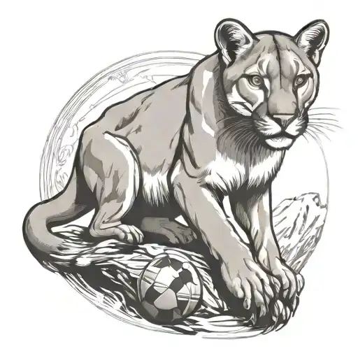 mountain lion with a football tattoo design idea