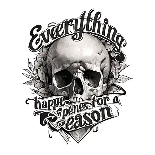 Make a one sided chest tattoo that describes that phrase "everything happens for a reason" without telling it. tattoo design idea
