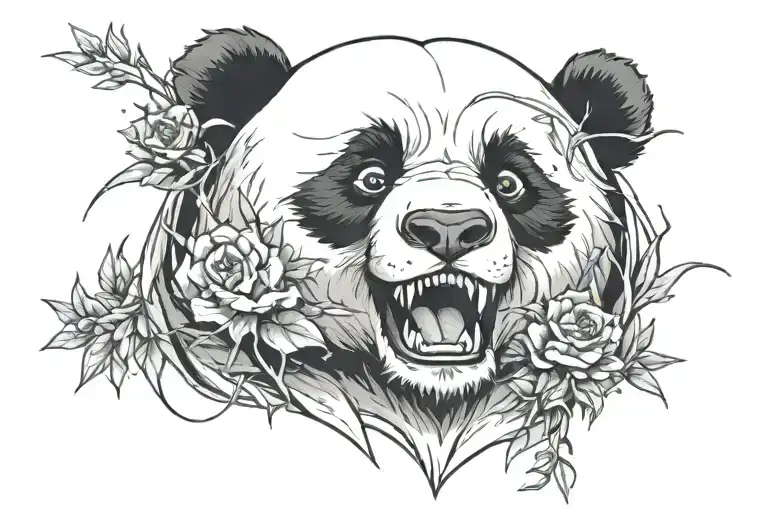 Panda face tattoo design idea