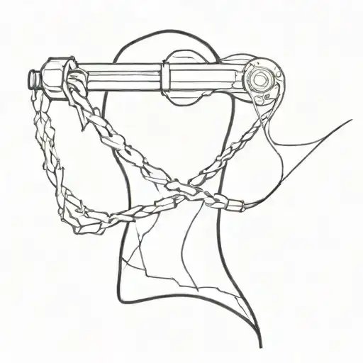 A clamp that goes from the trapezius and a single barbed wire that goes to the c7 vertebra tattoo design idea