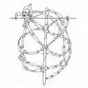 A clamp that goes from the trapezius and a single barbed wire that goes to the c7 vertebra tattoo design idea