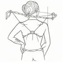 A clamp that goes from the trapezius and a single barbed wire that goes to the c7 vertebra tattoo design idea