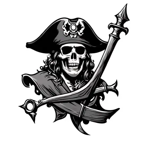 traditional pirate style flash tattoo design idea