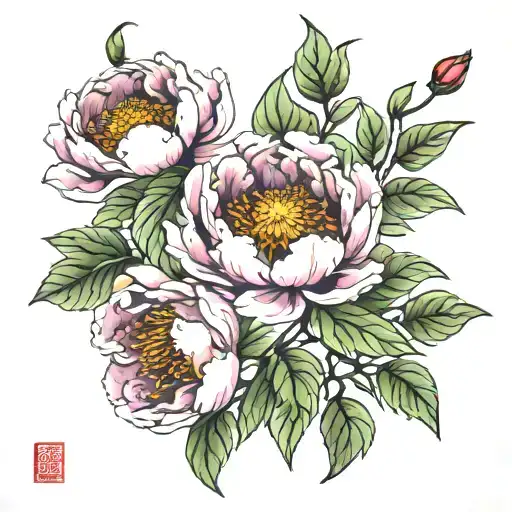 peony flower tattoo design idea