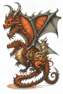 dragon emerging  and steampunk tattoo design idea