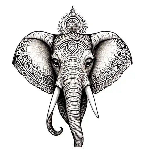 Henna Elephant head tattoo design idea