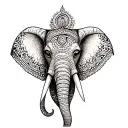 Henna Elephant head tattoo design idea