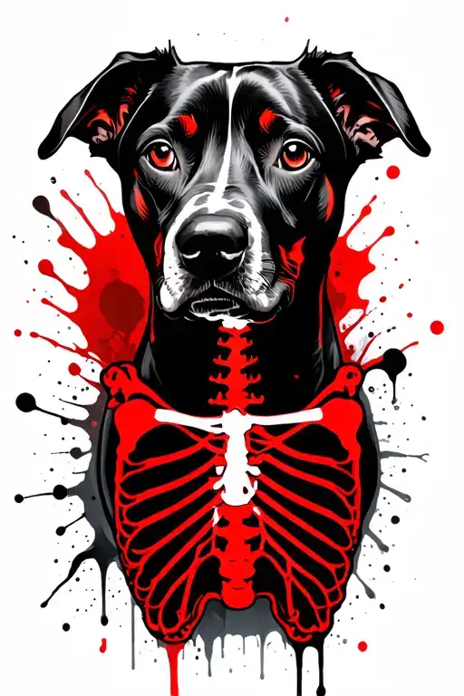 dog x ray with bones and internal organs for veterinarian  tattoo design idea