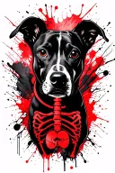 dog x ray with bones and internal organs for veterinarian  tattoo design idea