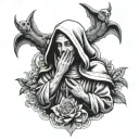 nun hear no evil see no evil but with the see in the middle  tattoo design idea