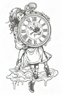 banksy girl and melting clock tattoo design idea