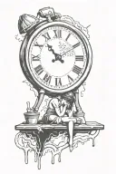 banksy girl and melting clock tattoo design idea