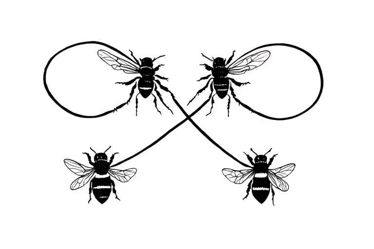 Infinity sign with 2 bees and nankurunaisa in Verwven tattoo design idea