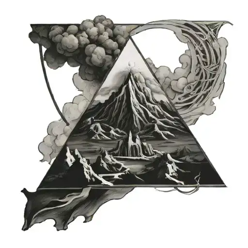 mt doom in a triangle tattoo design idea