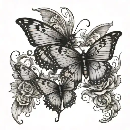 butterflys with the number "911" tattoo design idea