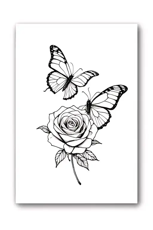 butterflies and roses intertwined symbolizing the client's love tattoo design idea