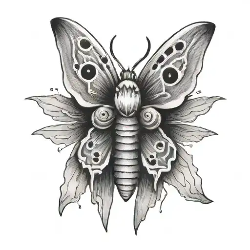 Moth with sad and happy face tattoo design idea