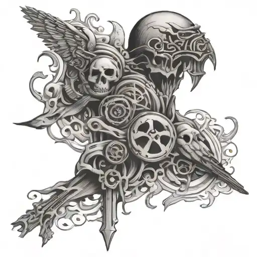 three self a killer a peacemaker and a hider  tattoo design idea