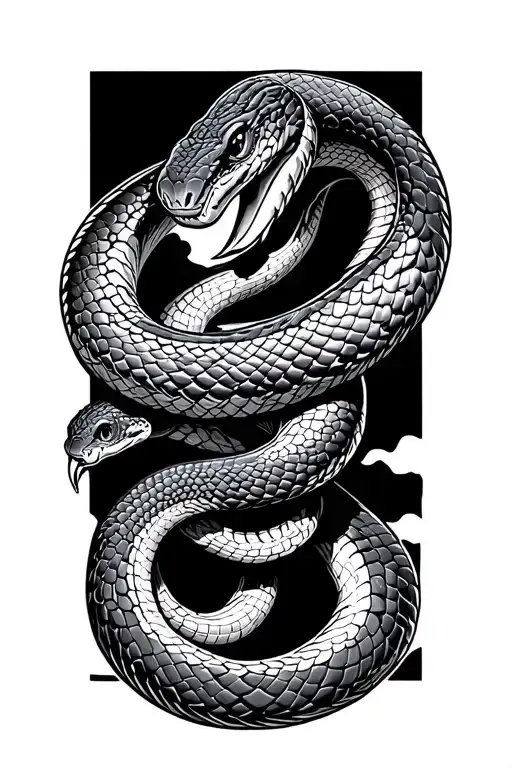 king cobra black mamba snake wrapped tattoo design idea