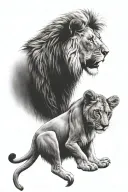 lion and 2 cubs face only tattoo design idea