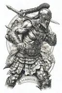 gladiator fighting tattoo design idea