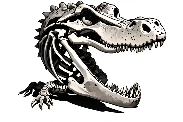 full alligator skeleton with flesh tattoo design idea