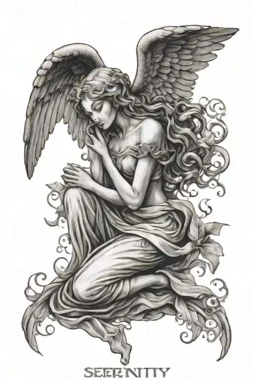 serenity prayer angel tattoo design idea