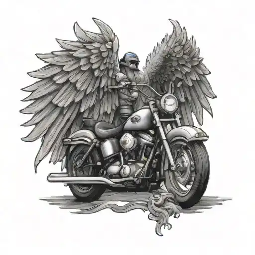 Harley Davidson handlebars only with angel wings spread around it.  tattoo design idea