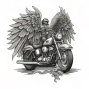 Harley Davidson handlebars only with angel wings spread around it.  tattoo design idea