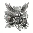Harley Davidson handlebars only with angel wings spread around it.  tattoo design idea
