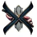 zipper holding tattoo design idea