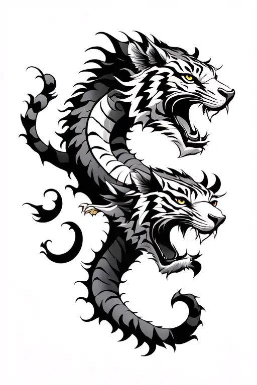ox and tiger and dragon tattoo design idea