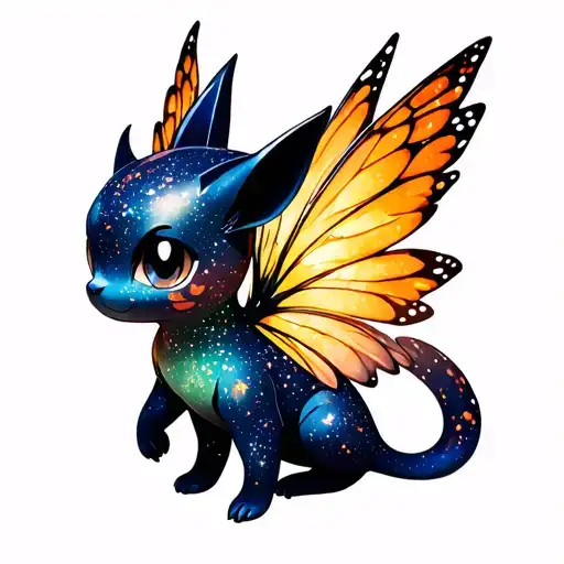 mew pokemon fairy wings spread wide tattoo design idea