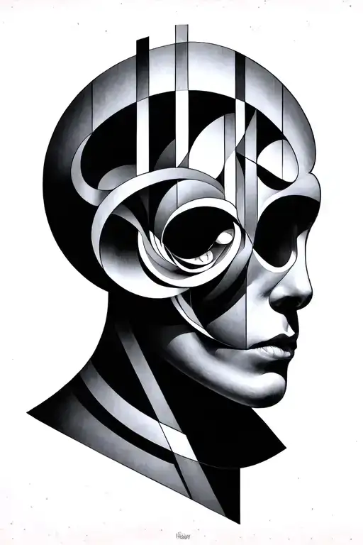 MC Escher inspired optical illusion half sleeve tattoo design idea