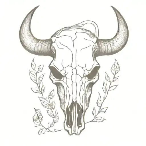 western cow skull tattoo design idea