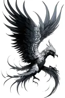 Phoenix with spread wings abstract tattoo design idea