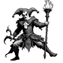 Jester in medieval times carrying a torch tattoo design idea