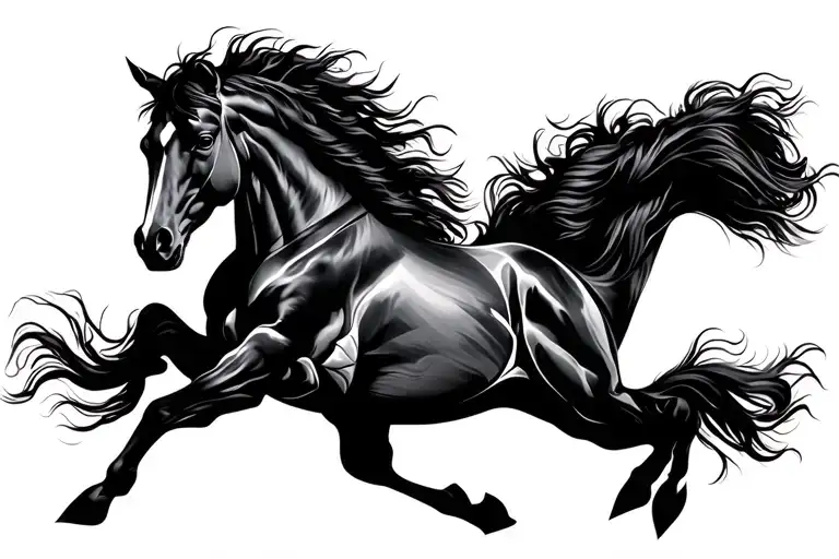 fierce horse running tattoo design idea