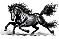 fierce horse running tattoo design idea