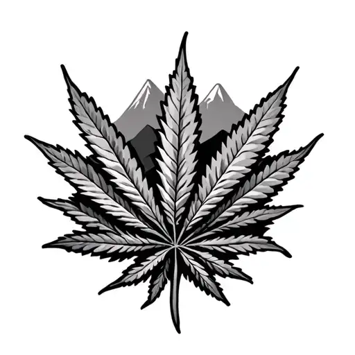 cannabis mountain range tattoo design idea