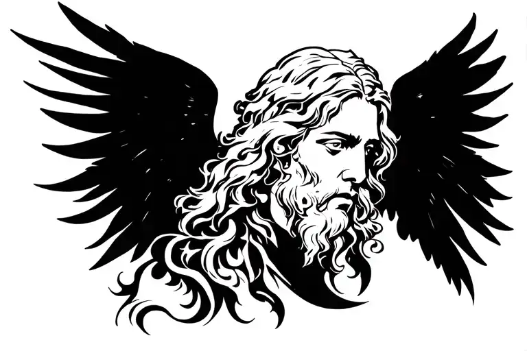 christian, cross, angel warrior tattoo design idea