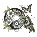 yin yang with butterfly emerging from it  tattoo design idea