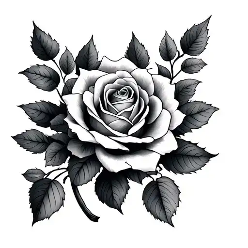 Ivy rose intertwined tattoo design idea