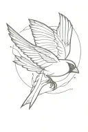 cardinal bird flying tattoo design idea