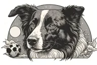 border collie with a moon tattoo design idea