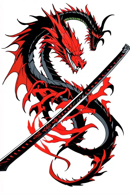 bleach dragon katana tattoo design idea