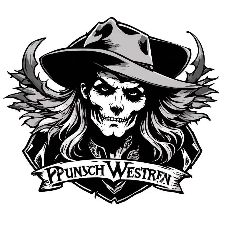 Punchy Westren tattoo design idea