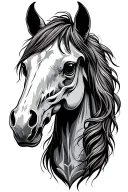 horse head half horse skull half live horse face  tattoo design idea